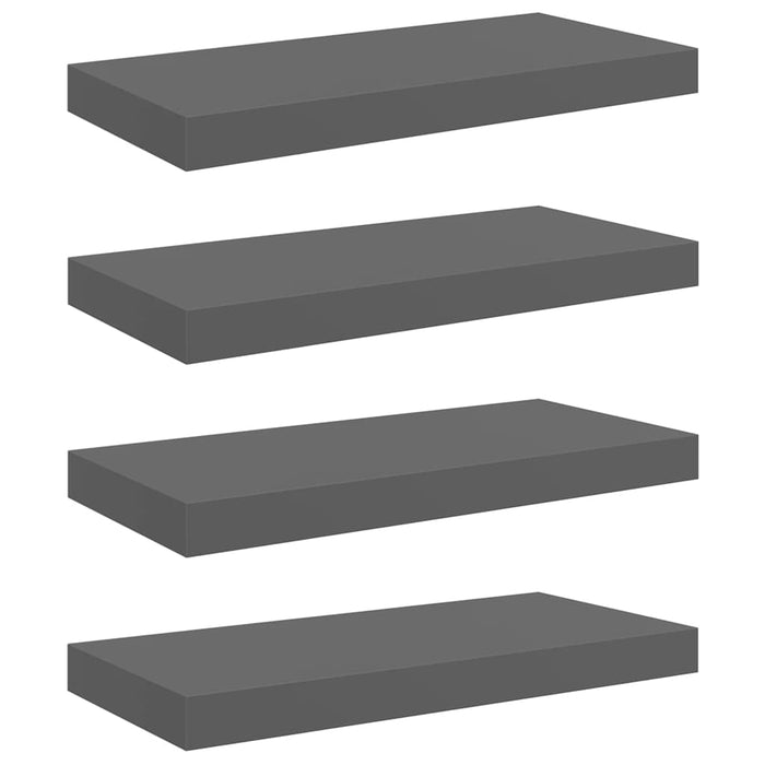 Rafturi de perete, 4 buc., gri extralucios, 50x23,5x3,8 cm, MDF WALTI