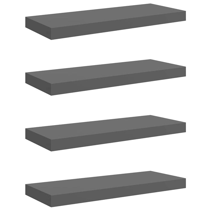 Rafturi de perete, 4 buc., gri extralucios, 60x23,5x3,8 cm, MDF - WALTI WALTI