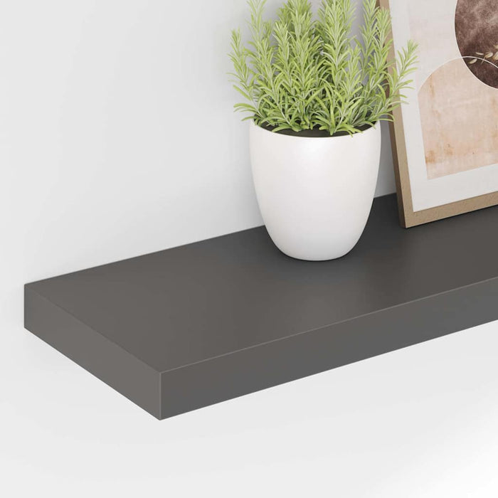 Raft de perete suspendat, gri extralucios, 80x23,5x3,8 cm, MDF - WALTI WALTI