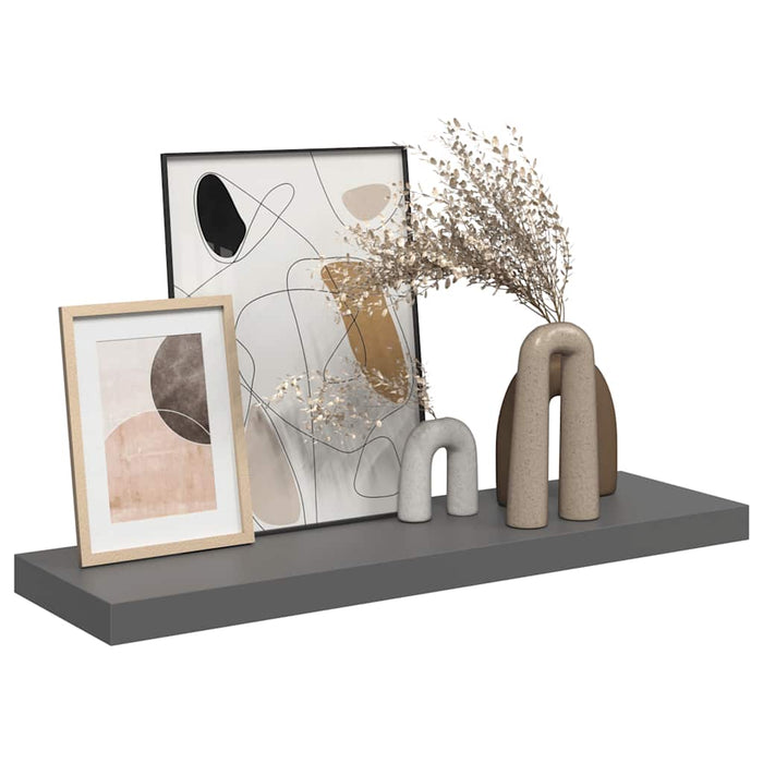 Raft de perete suspendat, gri extralucios, 80x23,5x3,8 cm, MDF - WALTI WALTI