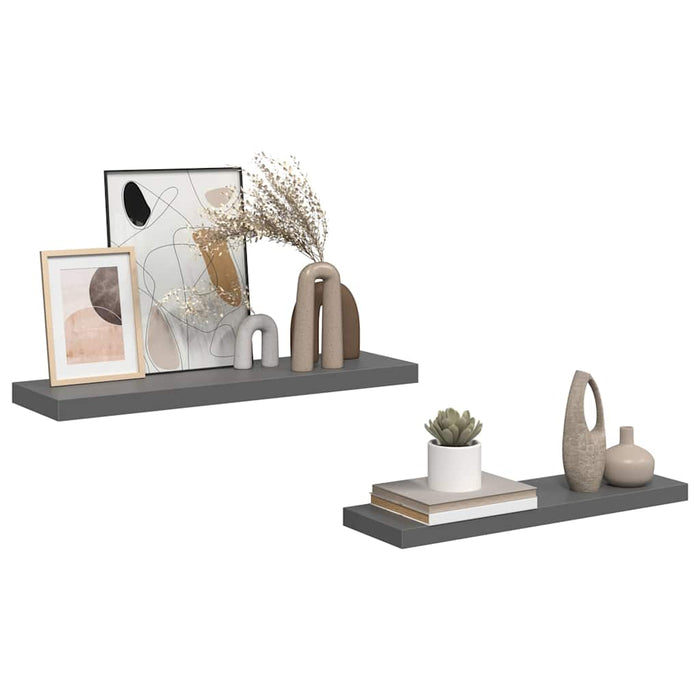 Rafturi de perete, 2 buc., gri extralucios, 80x23,5x3,8 cm, MDF - WALTI WALTI