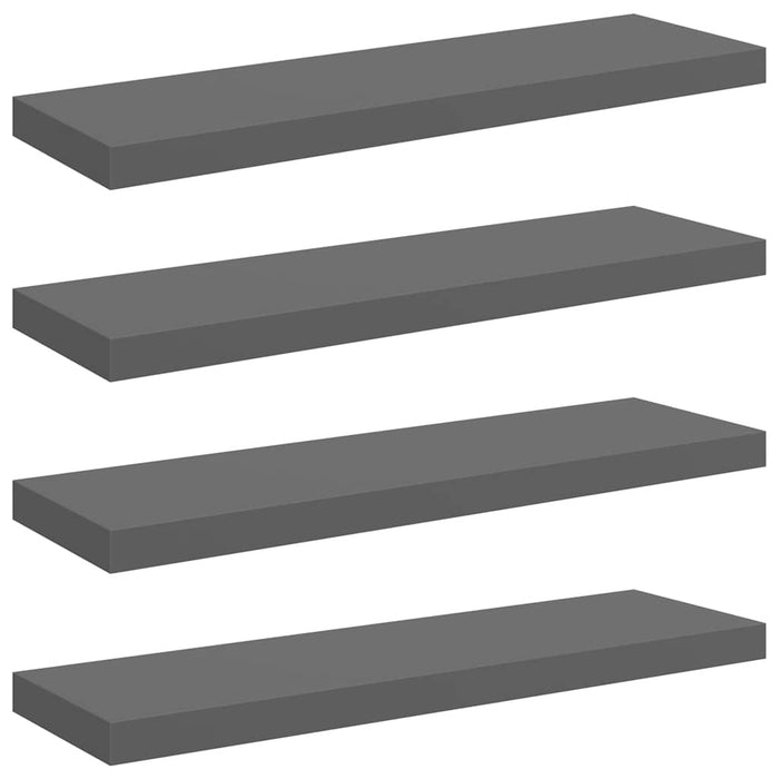 Rafturi de perete, 4 buc., gri extralucios, 80x23,5x3,8 cm, MDF - WALTI WALTI