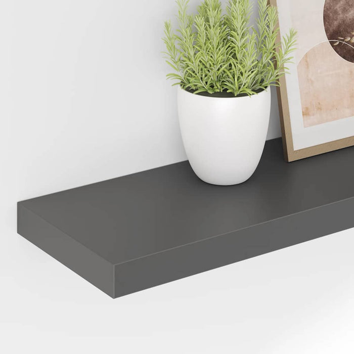 Raft de perete suspendat, gri extralucios, 90x23,5x3,8 cm, MDF - WALTI WALTI