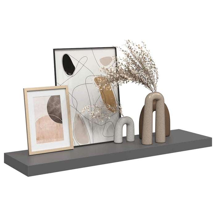 Raft de perete suspendat, gri extralucios, 90x23,5x3,8 cm, MDF - WALTI WALTI