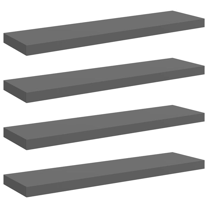 Rafturi de perete, 4 buc., gri extralucios, 90x23,5x3,8 cm, MDF - WALTI WALTI