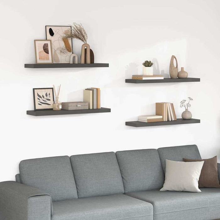 Rafturi de perete, 4 buc., gri extralucios, 90x23,5x3,8 cm, MDF - WALTI WALTI