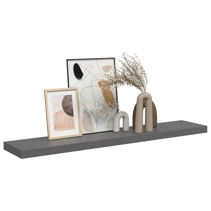 Raft de perete suspendat, gri extralucios, 120x23,5x3,8 cm, MDF - WALTI WALTI