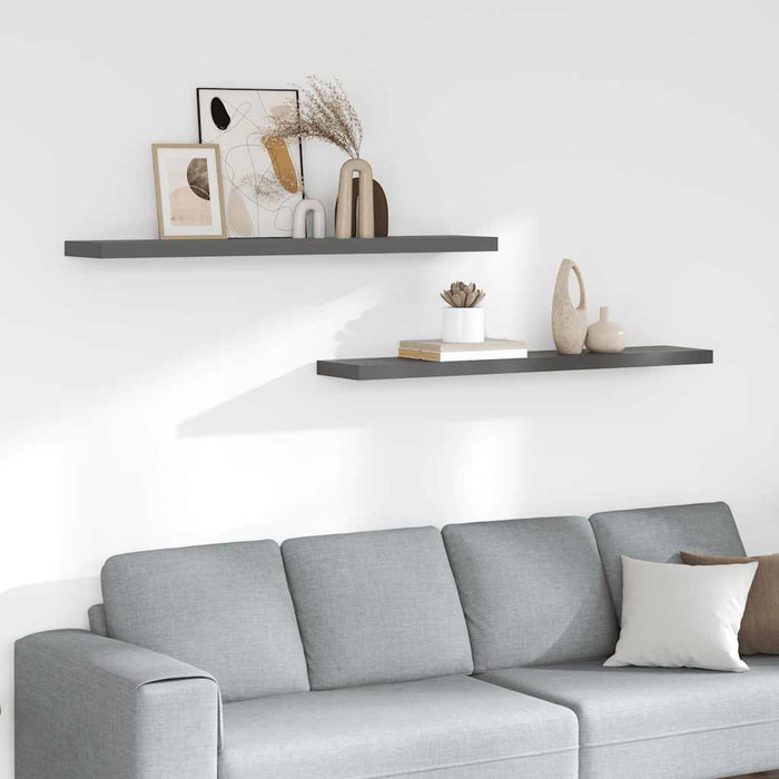Rafturi de perete, 2 buc., gri extralucios, 120x23,5x3,8 cm MDF - WALTI WALTI