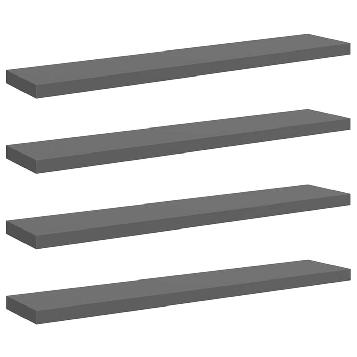 Rafturi de perete, 4 buc., gri extralucios, 120x23,5x3,8 cm MDF - WALTI WALTI