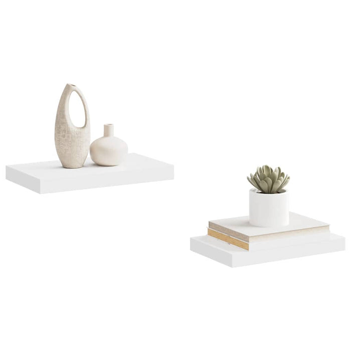 Rafturi de perete suspendate, 2 buc., alb, 40x23,5x3,8 cm, MDF WALTI
