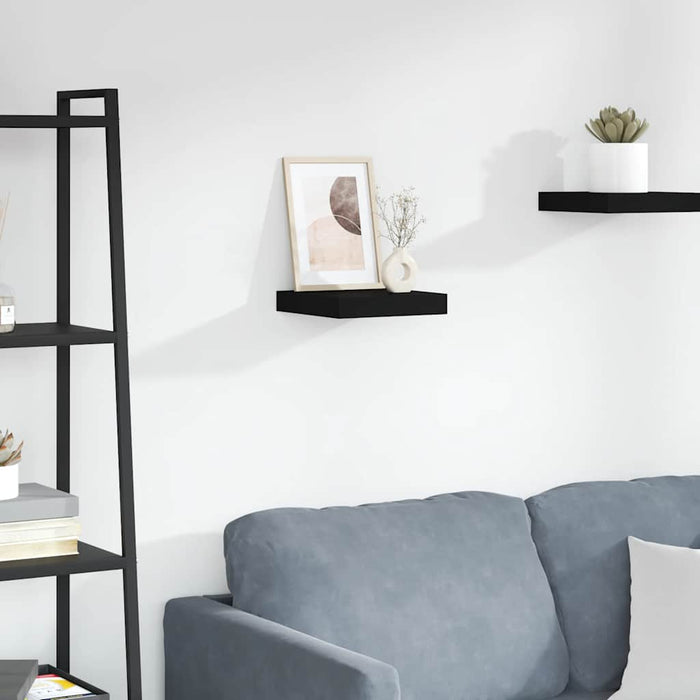 Raft de perete suspendat, negru, 23x23,5x3,8 cm, MDF - WALTI WALTI