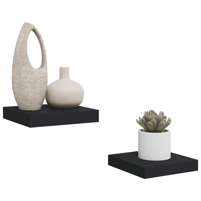 Rafturi de perete suspendate, 2 buc., negru, 23x23,5x3,8 cm MDF - WALTI WALTI