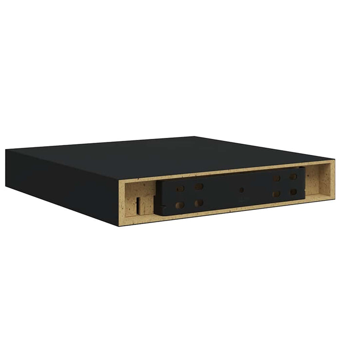 Rafturi de perete suspendate, 2 buc., negru, 23x23,5x3,8 cm MDF - WALTI WALTI