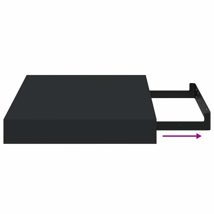 Rafturi de perete suspendate, 2 buc., negru, 23x23,5x3,8 cm MDF - WALTI WALTI