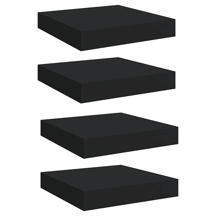 Rafturi de perete suspendate, 4 buc., negru, 23x23,5x3,8 cm MDF - WALTI WALTI