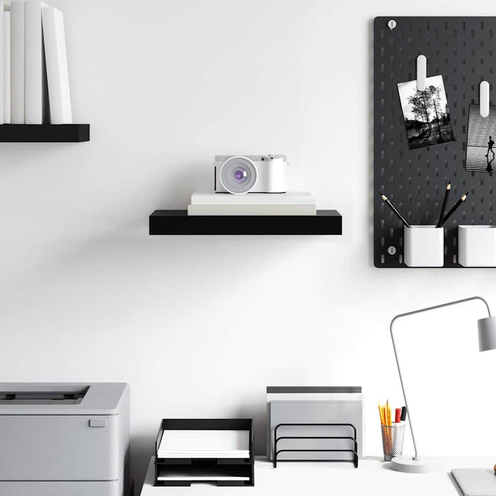 Raft de perete suspendat, negru, 40x23,5x3,8 cm, MDF WALTI
