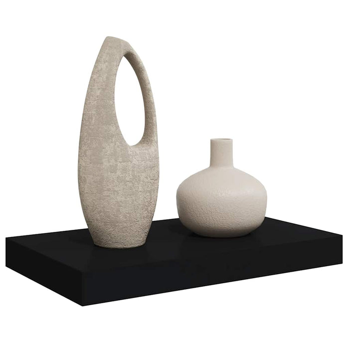 Raft de perete suspendat, negru, 40x23,5x3,8 cm, MDF WALTI