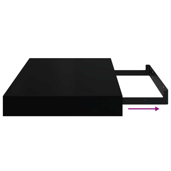 Raft de perete suspendat, negru, 40x23,5x3,8 cm, MDF WALTI