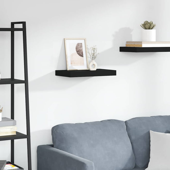 Raft de perete suspendat, negru, 40x23,5x3,8 cm, MDF WALTI