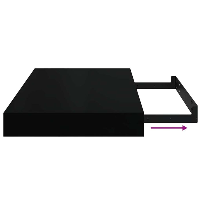 Rafturi de perete suspendate 2 buc., negru, 40x23,5x3,8 cm, MDF WALTI