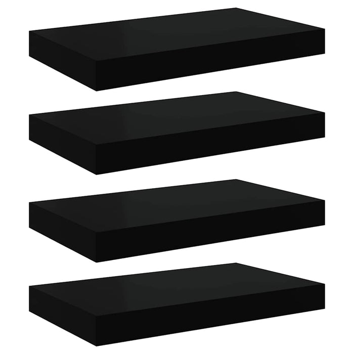 Rafturi de perete suspendate, 4 buc., negru, 40x23,5x3,8 cm, MDF WALTI