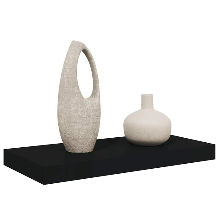 Raft de perete suspendat, negru, 50x23,5x3,8 cm, MDF WALTI