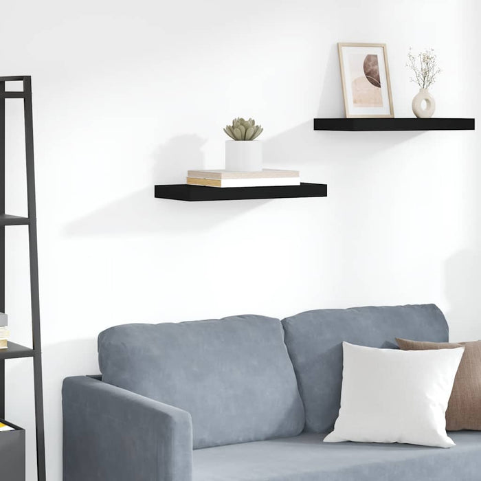 Raft de perete suspendat, negru, 50x23,5x3,8 cm, MDF WALTI