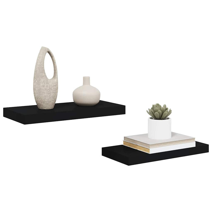 Rafturi de perete suspendate, 2 buc., negru, 50x23,5x3,8 cm, MDF WALTI