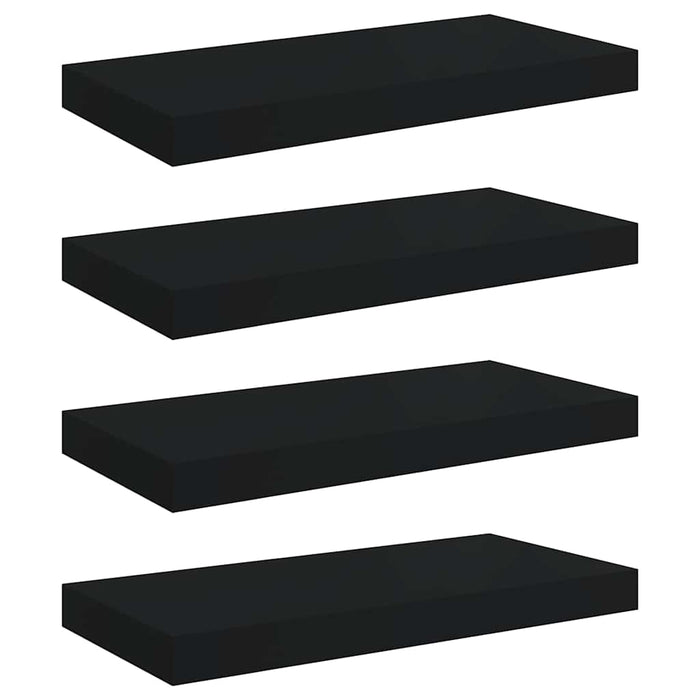 Rafturi de perete suspendate, 4 buc., negru, 50x23,5x3,8 cm, MDF WALTI
