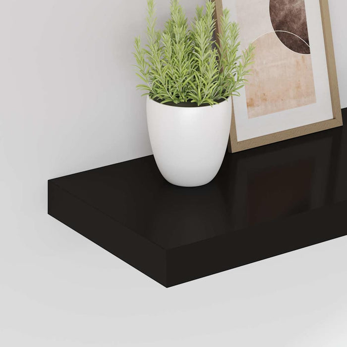 Rafturi de perete suspendate, 4 buc., negru, 50x23,5x3,8 cm, MDF WALTI