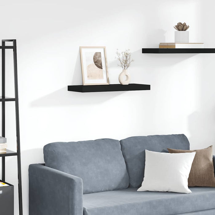 Raft de perete suspendat, negru, 60x23,5x3,8 cm, MDF - WALTI WALTI