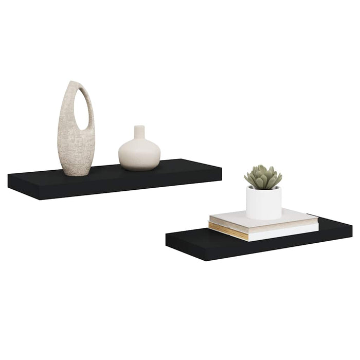 Rafturi de perete suspendate, 2 buc., negru, 60x23,5x3,8 cm MDF - WALTI WALTI