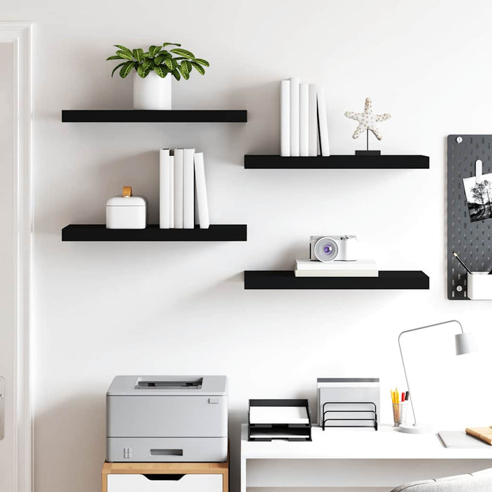 Rafturi de perete, 4 buc., negru, 60 x 23,5 x 3,8 cm, MDF - WALTI WALTI