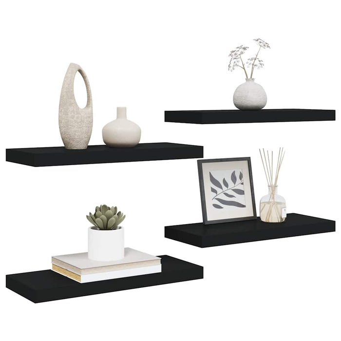 Rafturi de perete, 4 buc., negru, 60 x 23,5 x 3,8 cm, MDF - WALTI WALTI