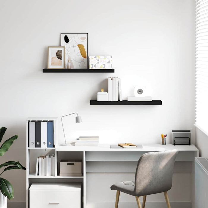 Rafturi de perete suspendate 2 buc., negru, 80x23,5x3,8 cm, MDF - WALTI WALTI
