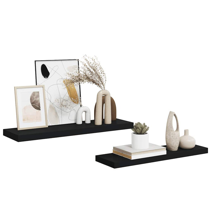 Rafturi de perete suspendate 2 buc., negru, 80x23,5x3,8 cm, MDF - WALTI WALTI
