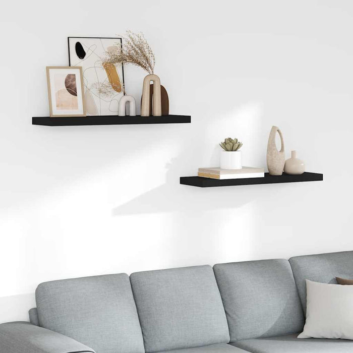 Rafturi de perete suspendate 2 buc., negru, 80x23,5x3,8 cm, MDF - WALTI WALTI
