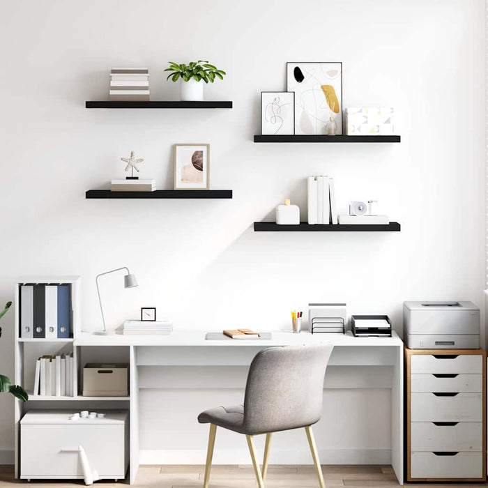 Rafturi de perete, 4 buc., negru, 80 x 23,5 x 3,8 cm, MDF - WALTI WALTI