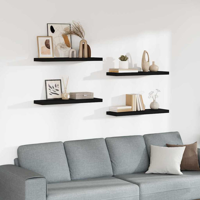 Rafturi de perete, 4 buc., negru, 80 x 23,5 x 3,8 cm, MDF - WALTI WALTI