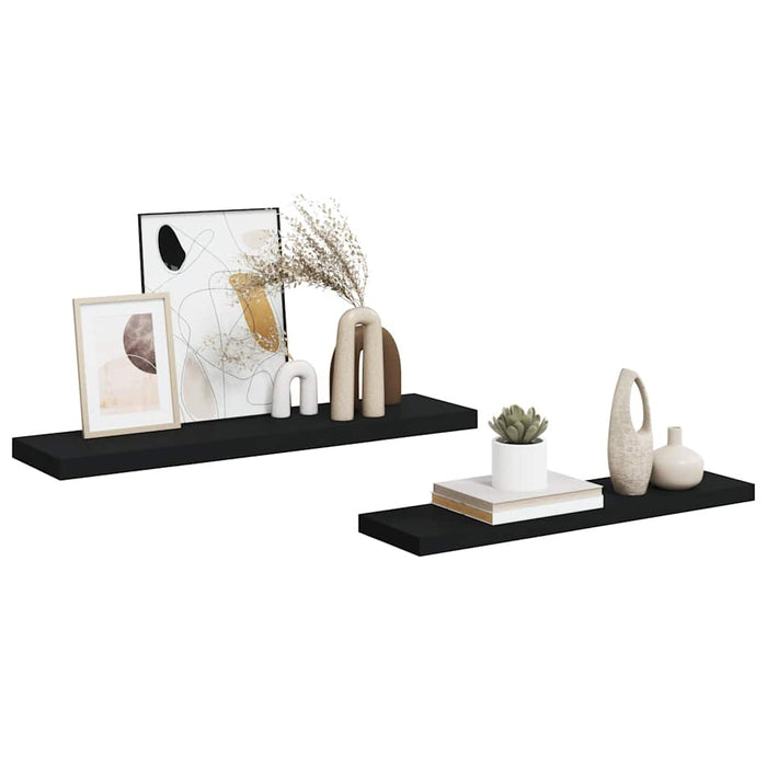 Rafturi de perete suspendate 2 buc., negru, 90x23,5x3,8 cm, MDF - WALTI WALTI