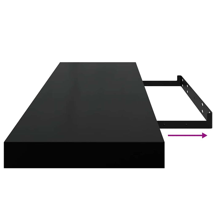 Rafturi de perete suspendate 2 buc., negru, 90x23,5x3,8 cm, MDF - WALTI WALTI
