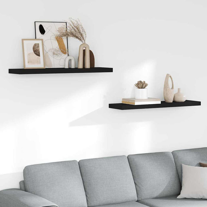 Rafturi de perete suspendate 2 buc., negru, 90x23,5x3,8 cm, MDF - WALTI WALTI