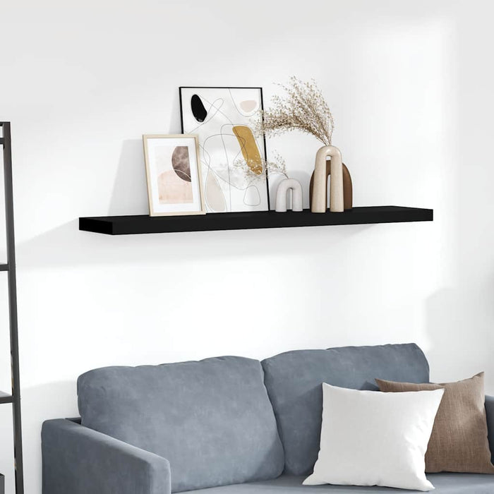 Raft de perete suspendat, negru, 120x23,5x3,8 cm, MDF - WALTI WALTI