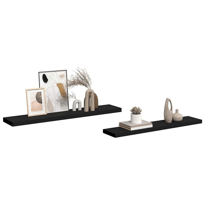 Rafturi de perete suspendate 2 buc., negru 120x23,5x3,8 cm, MDF - WALTI WALTI