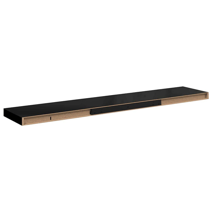 Rafturi de perete suspendate 2 buc., negru 120x23,5x3,8 cm, MDF - WALTI WALTI