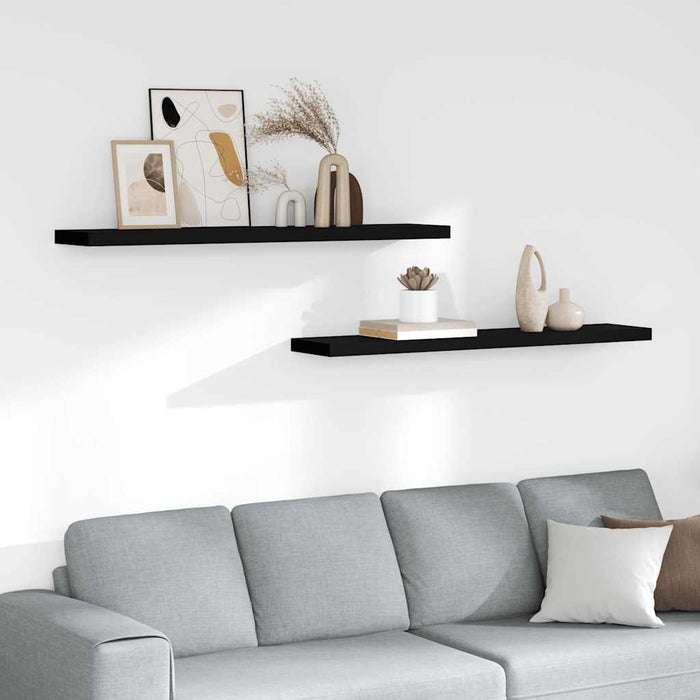 Rafturi de perete suspendate 2 buc., negru 120x23,5x3,8 cm, MDF - WALTI WALTI