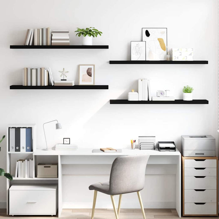 Rafturi de perete suspendate 4 buc. negru 120x23,5x3,8 cm MDF - WALTI WALTI