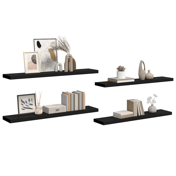 Rafturi de perete suspendate 4 buc. negru 120x23,5x3,8 cm MDF - WALTI WALTI