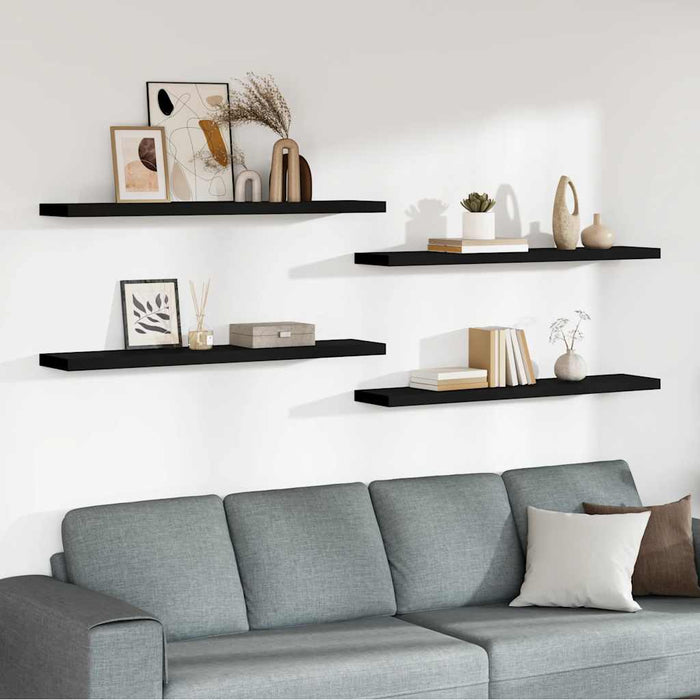 Rafturi de perete suspendate 4 buc. negru 120x23,5x3,8 cm MDF - WALTI WALTI