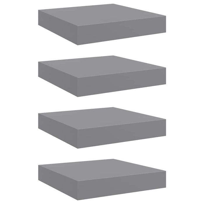Rafturi de perete, 4 buc., gri, 23 x 23,5 x 3,8 cm, MDF - WALTI WALTI